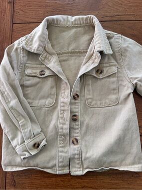 Kids Neutral Button-Up Jacket - khaki